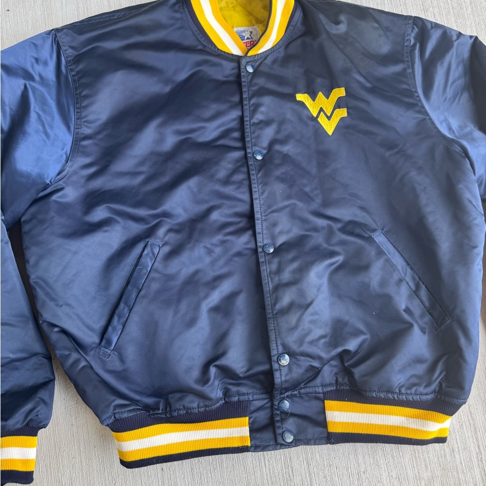 Vintage Starter West Virginia Jacket College Navy Mens‎ XL 80s Nylon SEE PICTURE - Picture 4 of 16